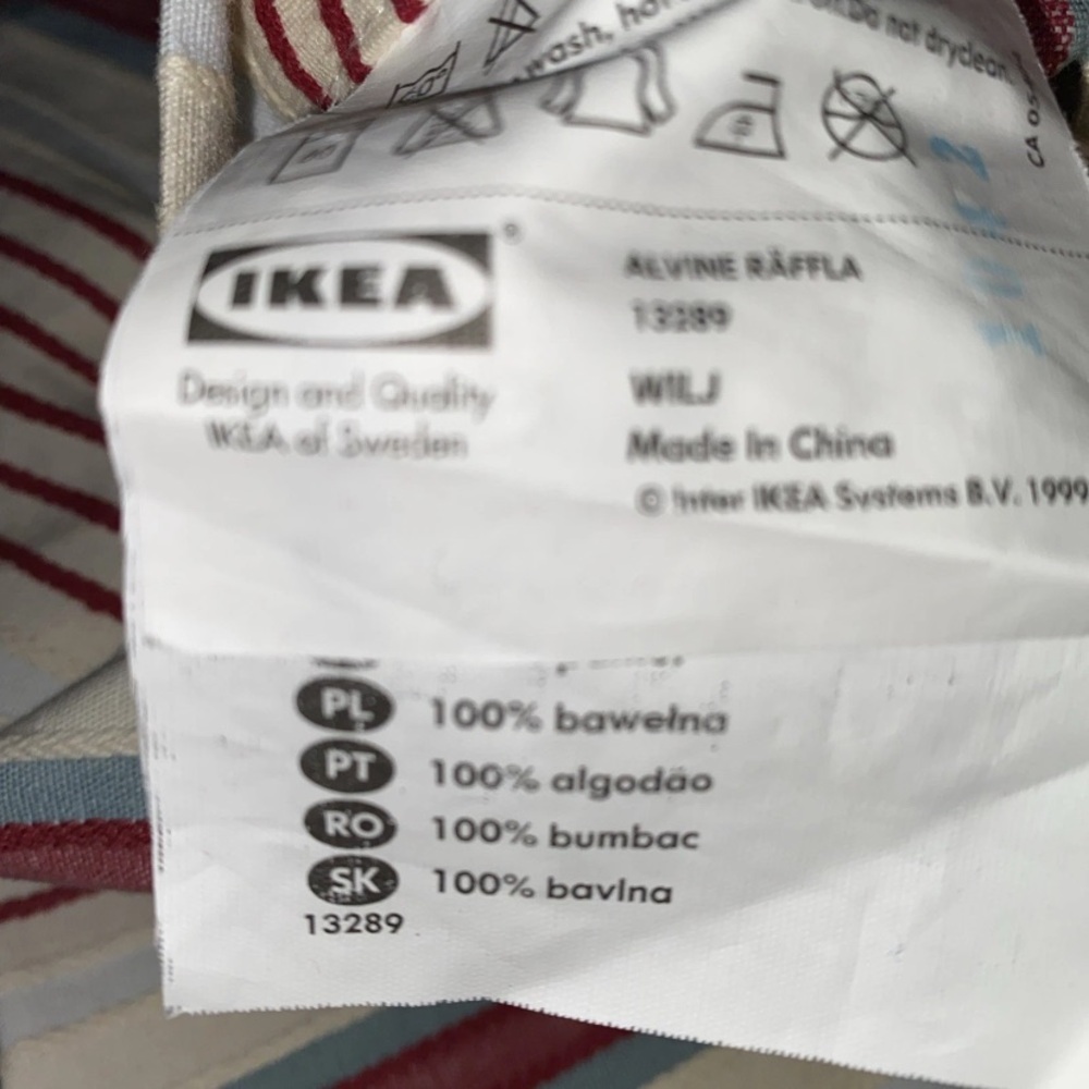 IKEA Alvine Raffla Pillow Cover SET (2) 25” x 25” Stripes 100% Cotton Buttons - Picture 9 of 16
